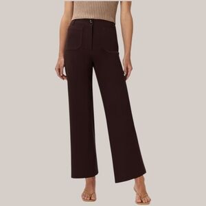 Quince Ultra Stretch Ponte Cropped Wide Leg Pants Espresso Brown Size 10 NWT